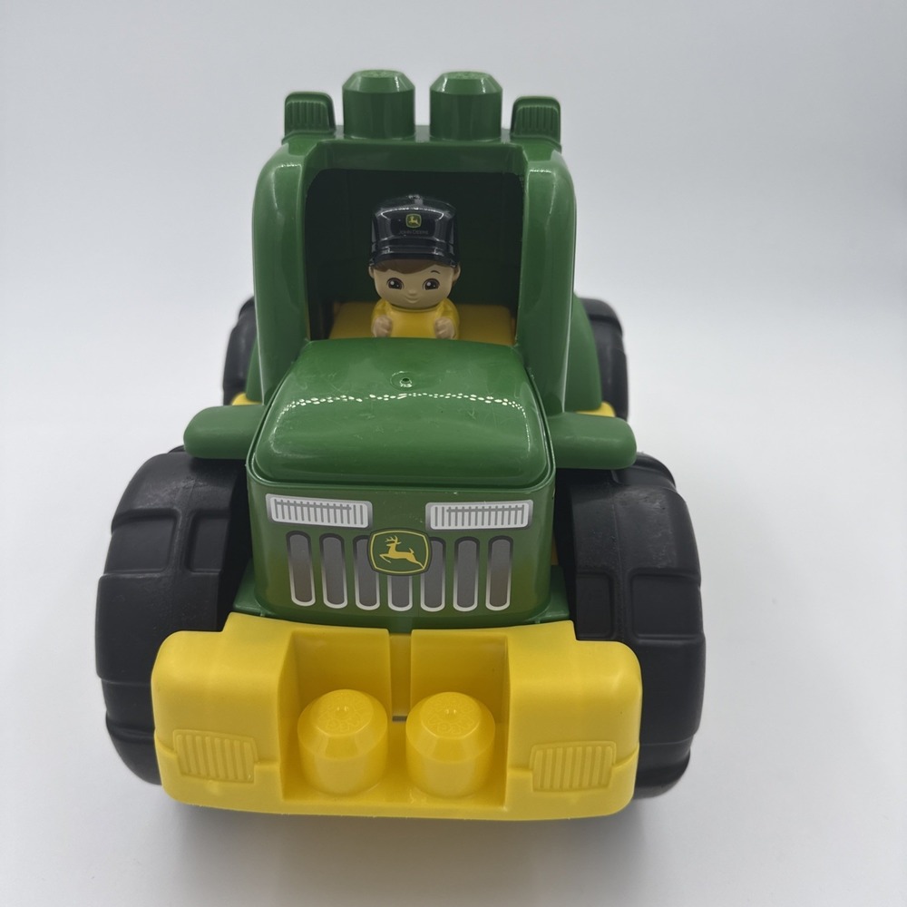 John Deere Mega Bloks Big Blocks Lil' Tractor Toy Green/Yellow With Boy
